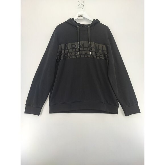 Armani Exchange Men's Black Pullover Logo Sweatshirt Hoodie Size XL